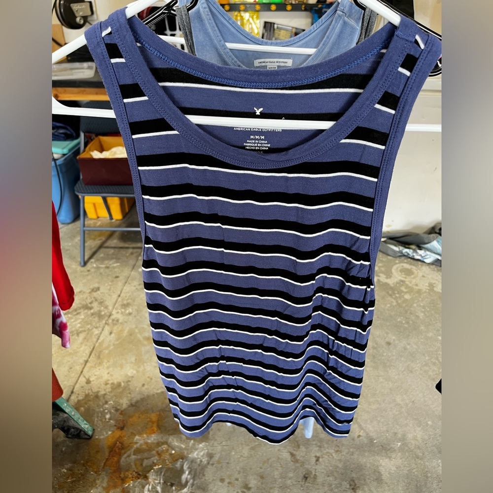 Striped halter neck tank top